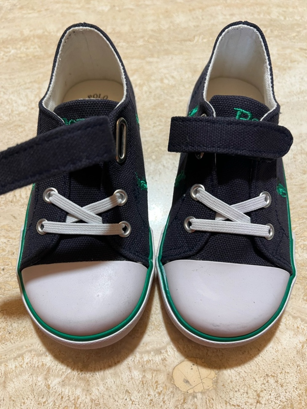 Polo by Ralph Lauren Navy, White & Green Kids Canvas Sneakers